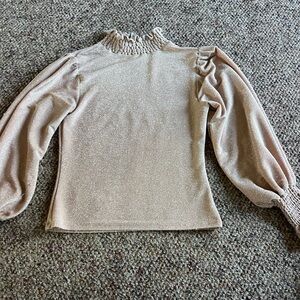 VENUS Cream Turtleneck Sweater with Ruffle Accents